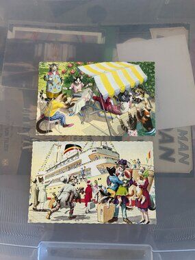 Alfred Mainzer 2 Whimsical Cat Postcards by Eugen Hartung